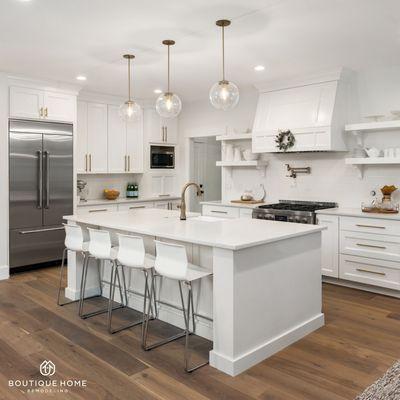 Farmhouse white kitchen with big island