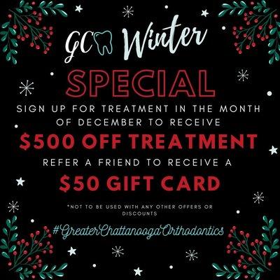 Happy Holiday's from your favorite GCO team! Give the gift of a beautiful smile forever. #GreaterChattanoogaOrthodontics #GCO #TisTheSeasonT