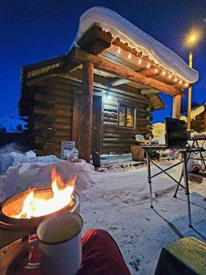 Bbqing outside and roasting smores. We brought our own stove.