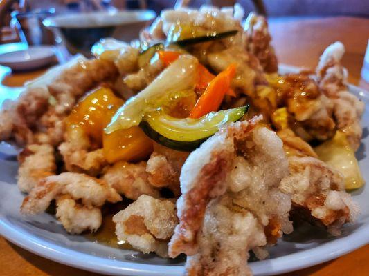 Tangsuyuk - deep fried pork w/ sweet and sour sauce you pour over