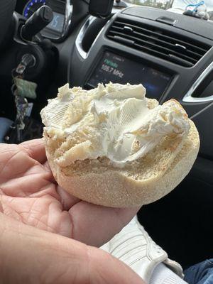 Should be a bagel but an English Muffin with a ton of cream cheese.