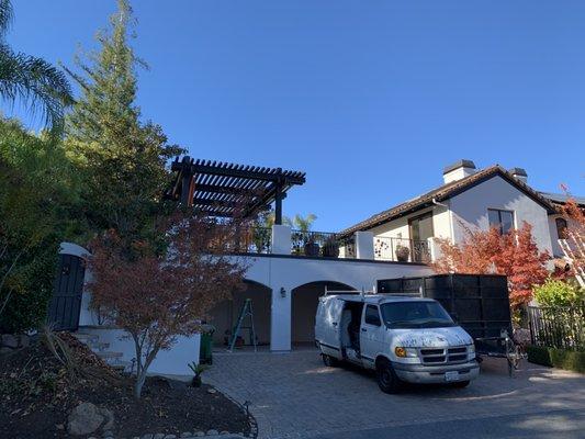 Exterior of house with garage