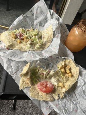 Jimmy John's Caesar chicken wrap (do you see any chicken?)