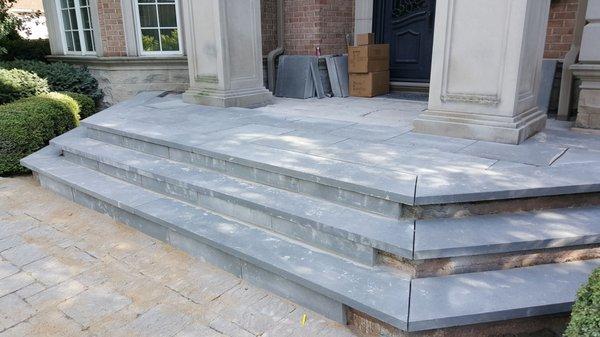 Bluestone installation for the front entry.