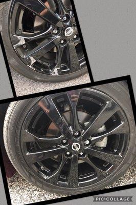 This is a before and after of the rim I had repaired. Thanks No Limit!