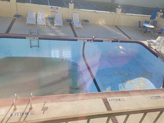 The pool, in such poor repair.