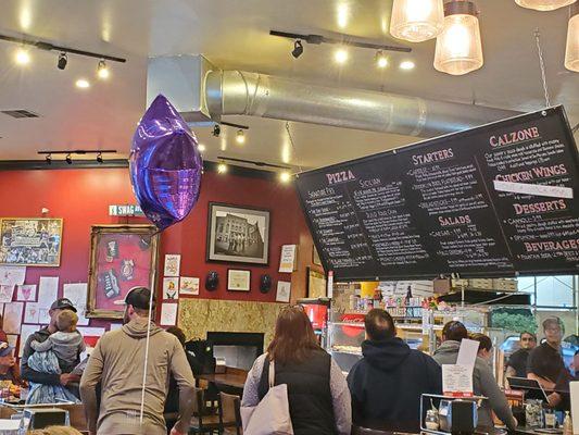 Dining area and menu and line