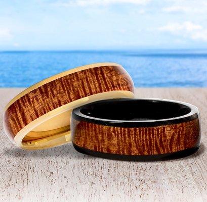 Martin & MacArthur Koa Eternity Rings made with our best curly Koa