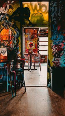 The ENTIRE bar is a canvas for legendary Dallas graffiti artist Eder Martinez and our favorite local artist Clay Stinnett.