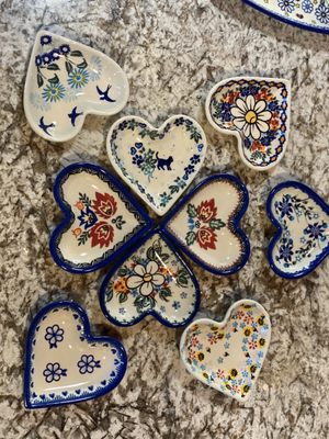 Handpainted polish stoneware Hart T caddies