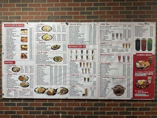 New menu posted outside