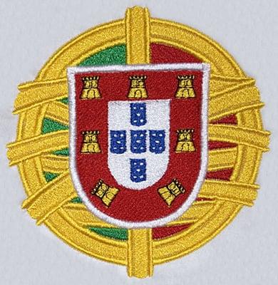 Portugal Shield Actual Size: 129.0 mm W x 135.9 mm H Stitch Count: 38,185 Location: Used on Banner