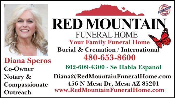 Diana Speros Red Mountain Funeral Home 480-653-8600