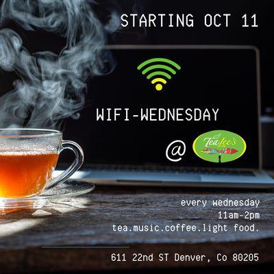 Enjoy the teahouse as a coworking or solo working space. Wednesday will be a lighter day with light pastries, coffee, and of course tea.