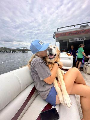 Pet friendly pontoon charter boat