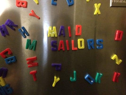 Maid Sailors refrigerator. Cleaning an Astoria, NY apartment.