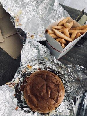 Burger and fries (take out)