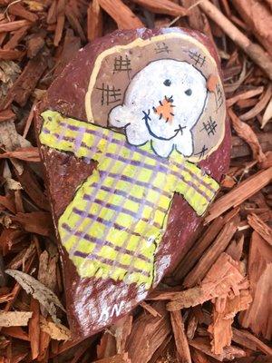 "Kindness Rocks" Take one leave one rock garden, love this scarecrow one!