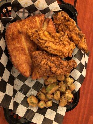 Tender Royale with fried okra