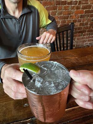 Cheers after a hike to Cummings Falls - Blue Moon and Moscow Mule