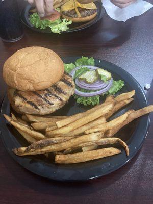 Chewy chicken breast w/ fries