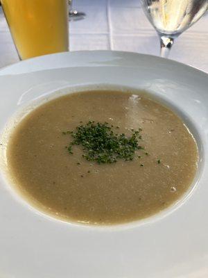 Potato and leek soup with chives.