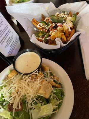 Cesar salad and Portage Park Fries