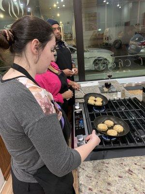 Frying the CCakes.