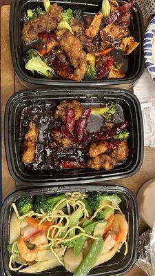 Tangerine Beef, General Tso Chicken, Pan Fried Noodle.