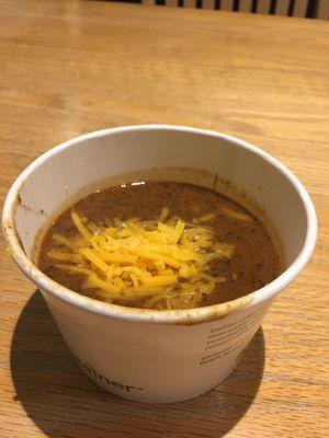 Black Bean soup with a little cheese.  Very good!