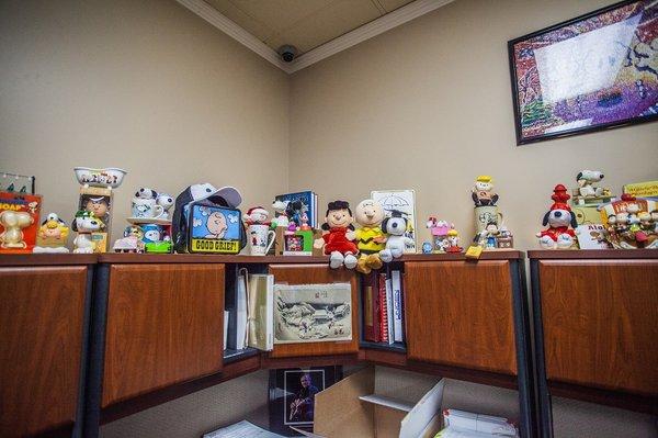 Good grief Charlie Brown this is not your typical office decorations.