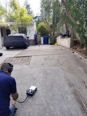 Burst Water line under driveway in Woodland Hills, Ca.