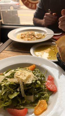 Shrimp scampi and citrus salad