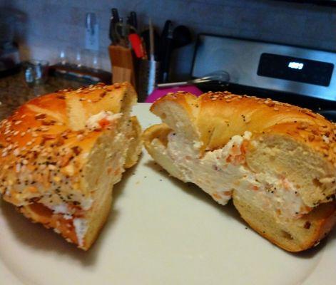 Everything bagel with lox spread