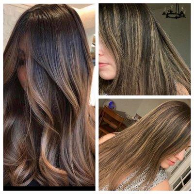 left pic is what I asked for and the 2 right pics is what I got. Not only was the color off, I got highlights instead of a balayage look.