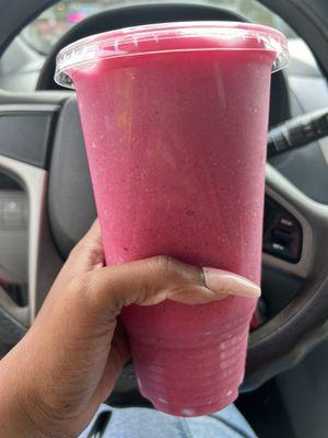 Dragon fruit, strawberry, & banana smoothie