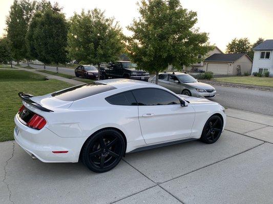 Spoiler installed with Niche wheels wrapped with Cooper RS3-G1 staggered 245's front 275's rear...clean