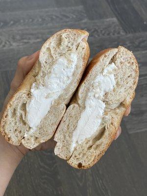 Yummy whole wheat Bagel with Plain Tofu Cream Cheese