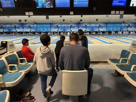 Hardly anyone else bowling on a Saturday mid-day. :) It got busy later.