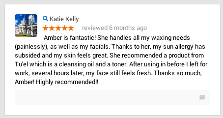 Waxing review from a client in Tallahassee.