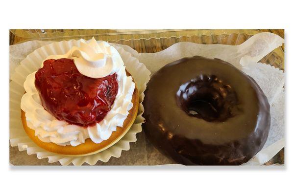 Cheesecake and chocolate dip donut