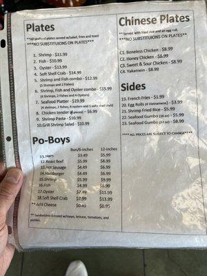 Menu and pricing as of 10/18/2022. Super affordable for the delicious food.