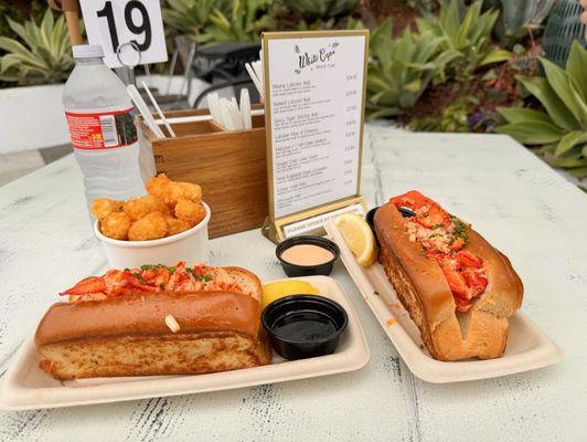 Maine lobster roll and tater tot