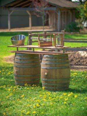 Our bar set up is stylish and natural. Great for any event.