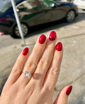 red chrome dip mani