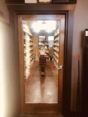 Entrance into the humidor.