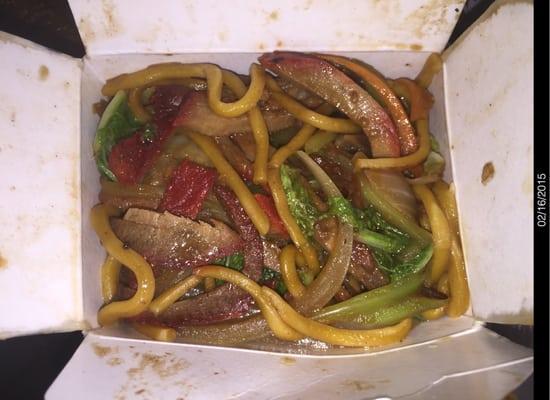 Pork Lo Mein - good dish, avoids the usual sweetness.