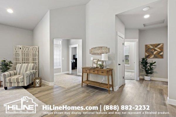 HiLine Homes of Yakima Model Home Plan 2248 Foyer and Great Room area.