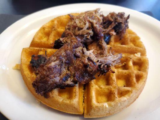 Crispy pork and waffles