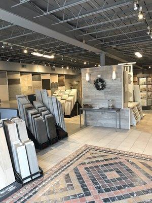 Showroom filled with porcelain, ceramic and marble tiles